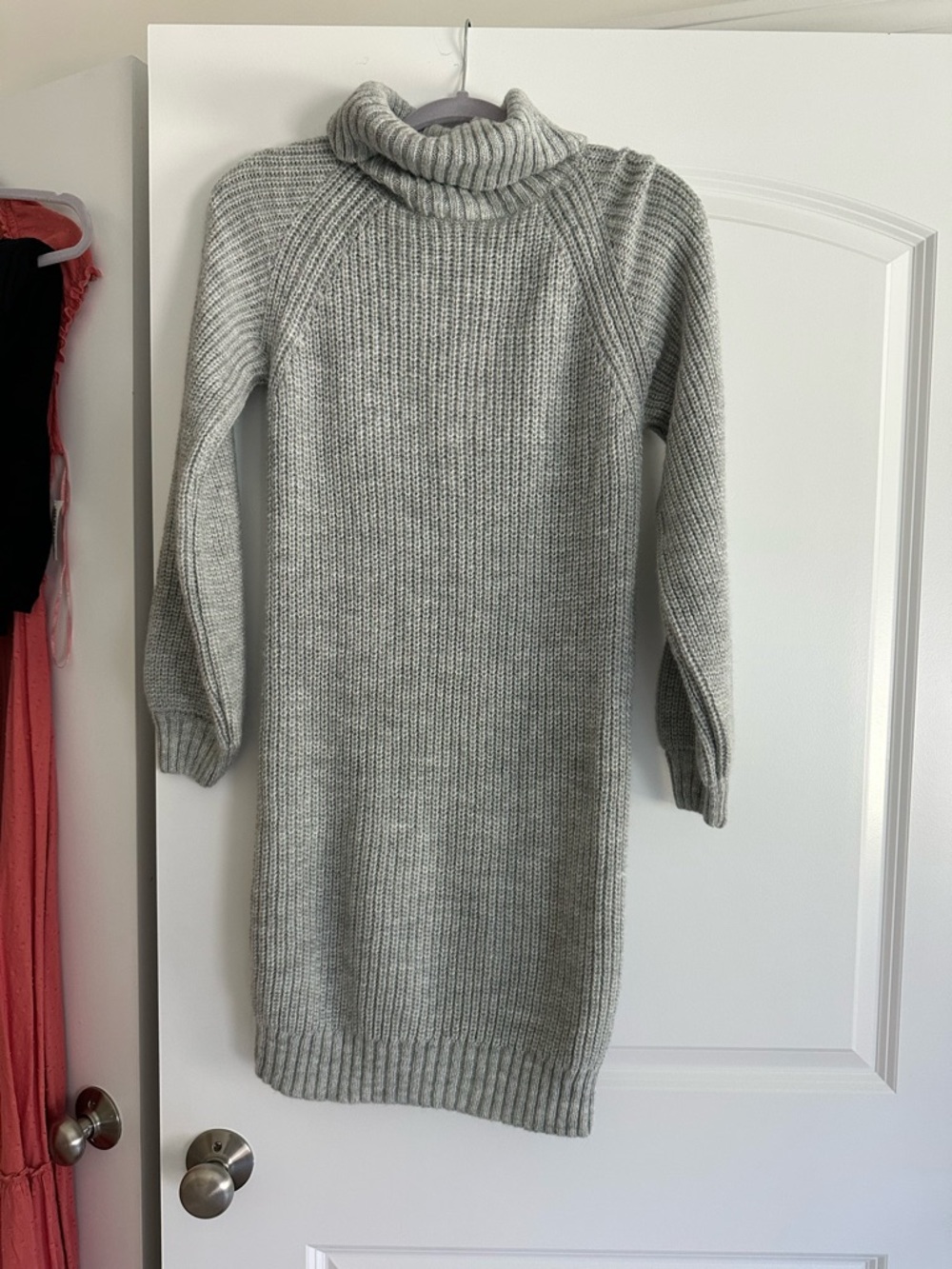 Miss Selfridge Light Gray Ribbed Turtleneck Sweater Dress